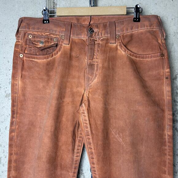 True Religion Vintage Rusty Orange Ricky Straight Fit Cotton 36" Y2K Jeans - Picture 3 of 8